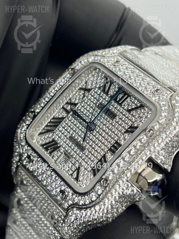 Фото 5 - Cartier Santos de Cartier 40mm Diamond Steel