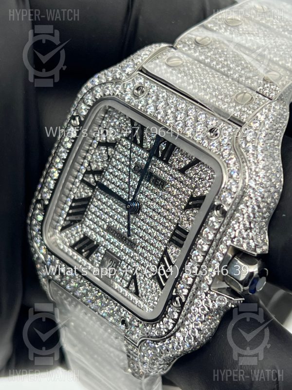 Фото 6 - Cartier Santos de Cartier 40mm Diamond Steel
