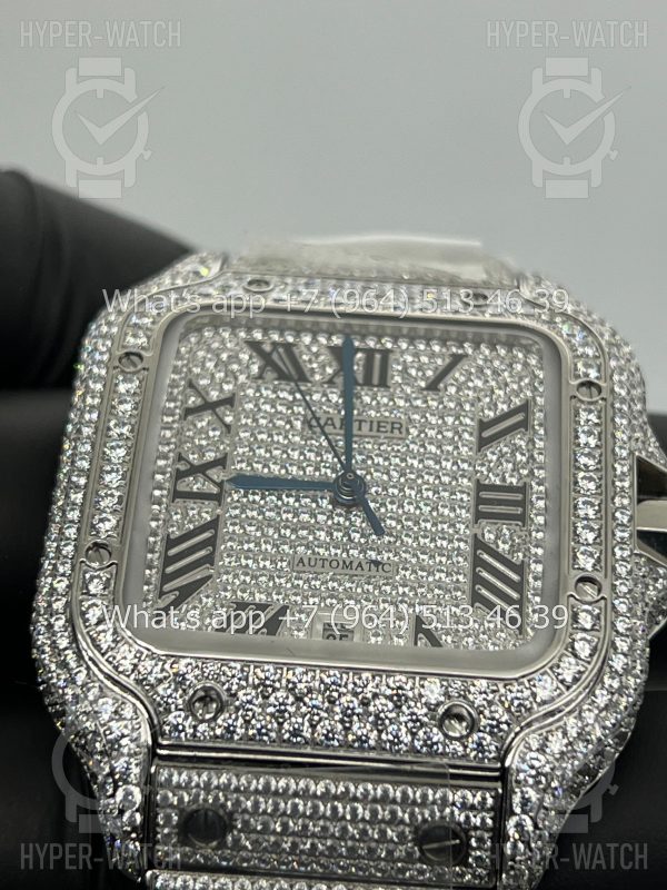 Фото 9 - Cartier Santos de Cartier 40mm Diamond Steel