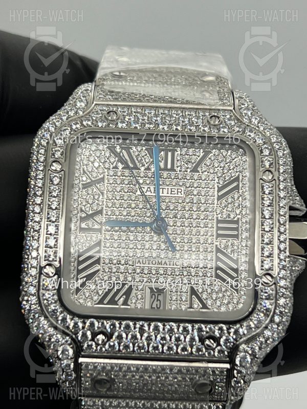 Фото 10 - Cartier Santos de Cartier 40mm Diamond Steel