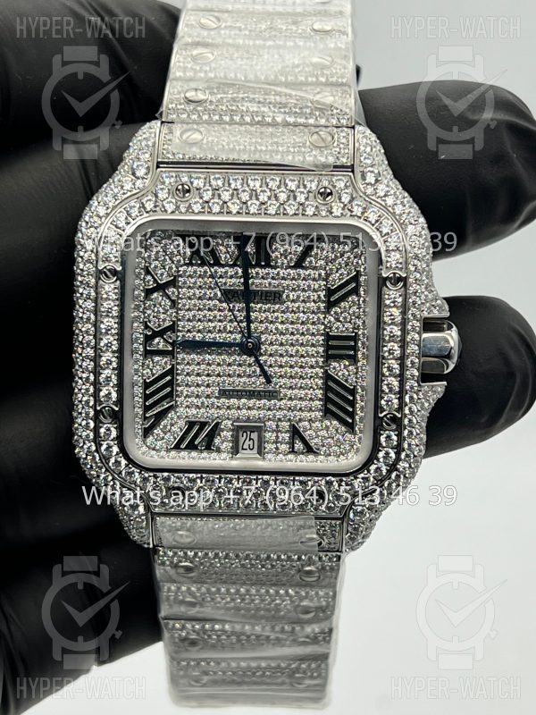 Фото 12 - Cartier Santos de Cartier 40mm Diamond Steel