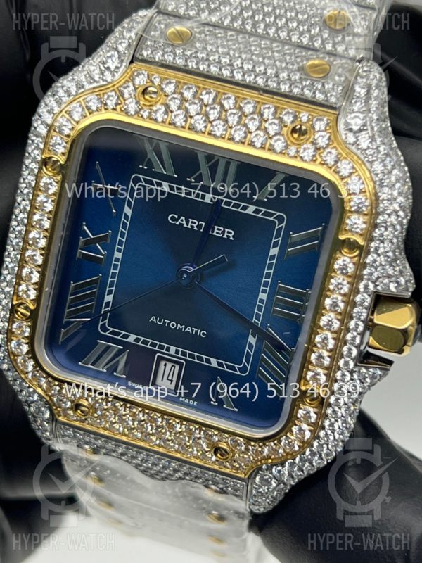 Фото 3 - Cartier Santos de Cartier 40mm Diamond Blue Dial