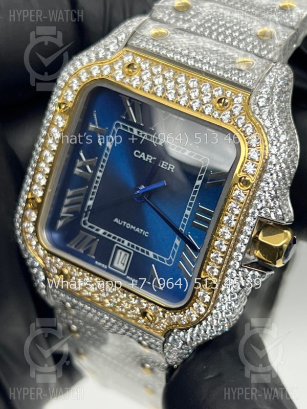 Фото 6 - Cartier Santos de Cartier 40mm Diamond Blue Dial