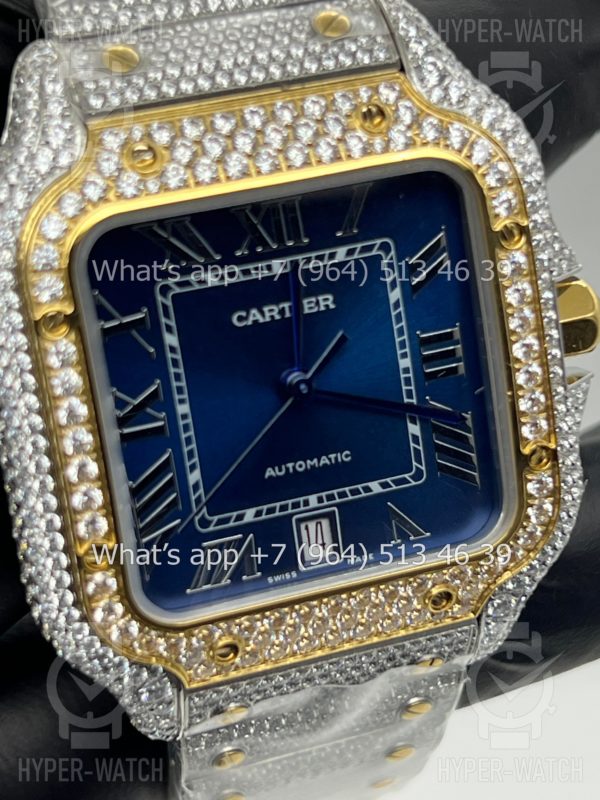 Фото 7 - Cartier Santos de Cartier 40mm Diamond Blue Dial