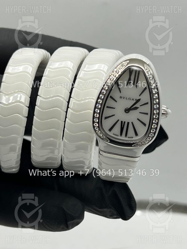 Фото 2 - Bvlgari Serpenti Spiga 35mm White Ceramic Steel