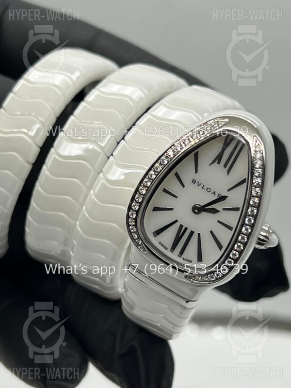 Фото 3 - Bvlgari Serpenti Spiga 35mm White Ceramic Steel