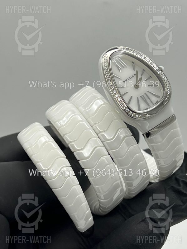 Фото 4 - Bvlgari Serpenti Spiga 35mm White Ceramic Steel