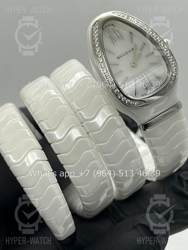 Фото 5 - Bvlgari Serpenti Spiga 35mm White Ceramic Steel
