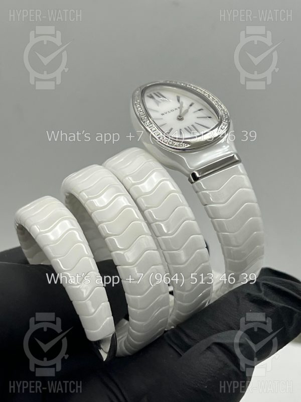 Фото 10 - Bvlgari Serpenti Spiga 35mm White Ceramic Steel