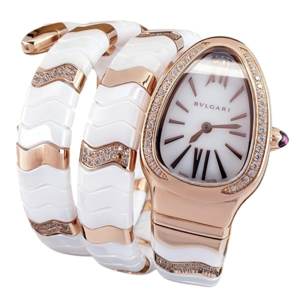 Товар Bvlgari Serpenti Spiga 35mm White Ceramic Diamond Фото 1 - Bvlgari Serpenti Spiga 35mm White Ceramic Diamond