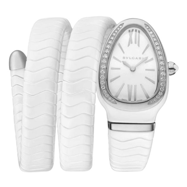 Фото 1 - Bvlgari Serpenti Spiga 35mm White Ceramic Steel
