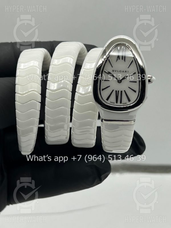 Фото 2 - Bvlgari Serpenti Spiga 35mm Ceramic White Steel