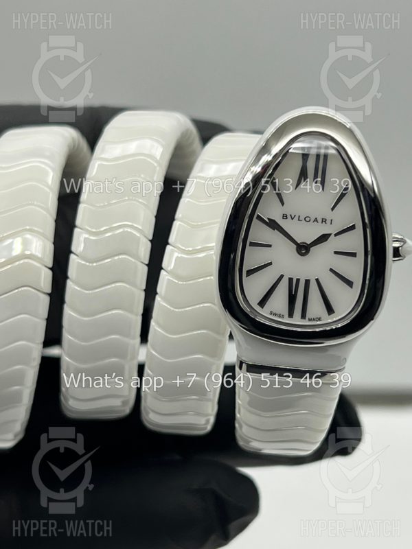 Фото 3 - Bvlgari Serpenti Spiga 35mm Ceramic White Steel