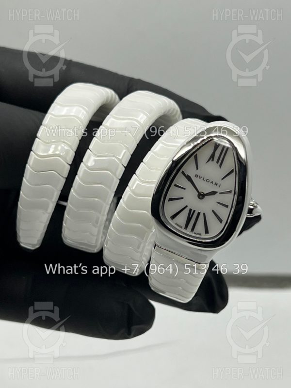 Фото 4 - Bvlgari Serpenti Spiga 35mm Ceramic White Steel