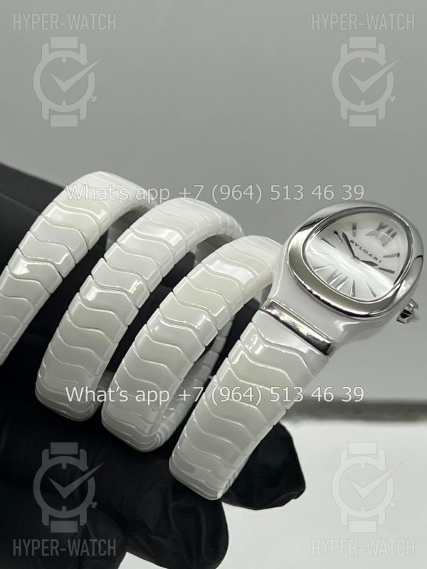Фото 5 - Bvlgari Serpenti Spiga 35mm Ceramic White Steel