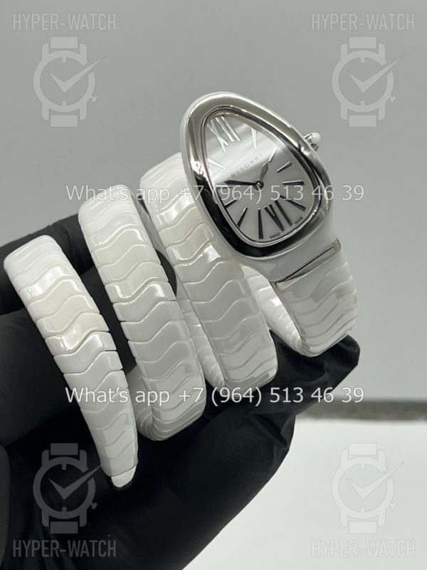 Фото 7 - Bvlgari Serpenti Spiga 35mm Ceramic White Steel