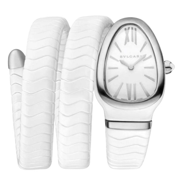 Фото 1 - Bvlgari Serpenti Spiga 35mm Ceramic White Steel