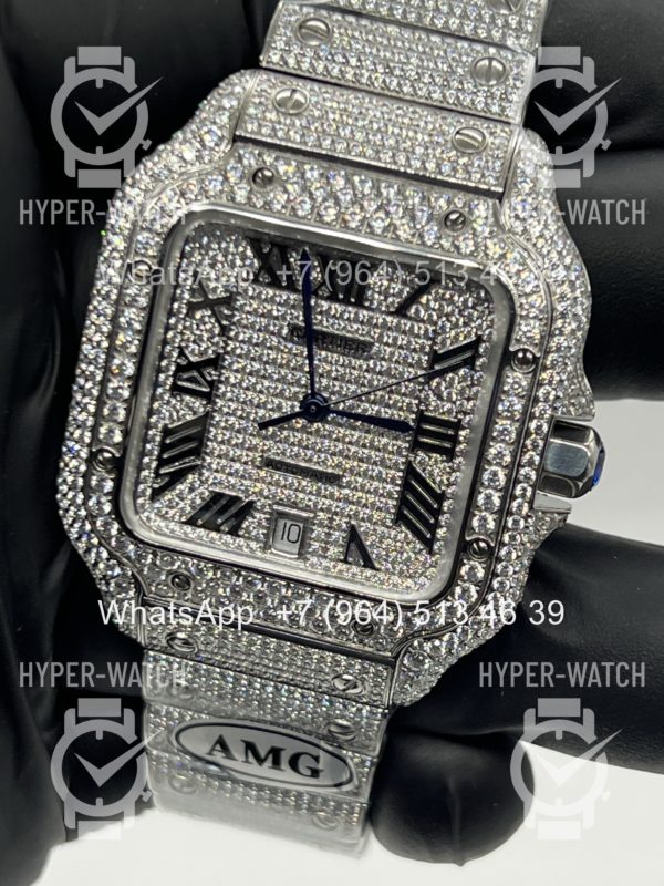 Фото 2 - Cartier Santos de Cartier 40mm Diamond Steel Art 11450