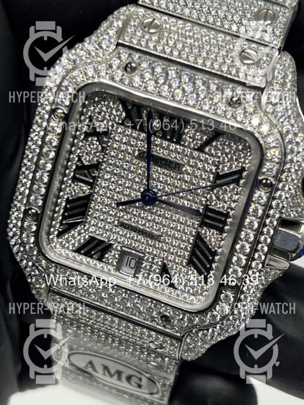 Фото 3 - Cartier Santos de Cartier 40mm Diamond Steel Art 11450