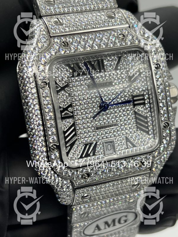 Фото 6 - Cartier Santos de Cartier 40mm Diamond Steel Art 11450