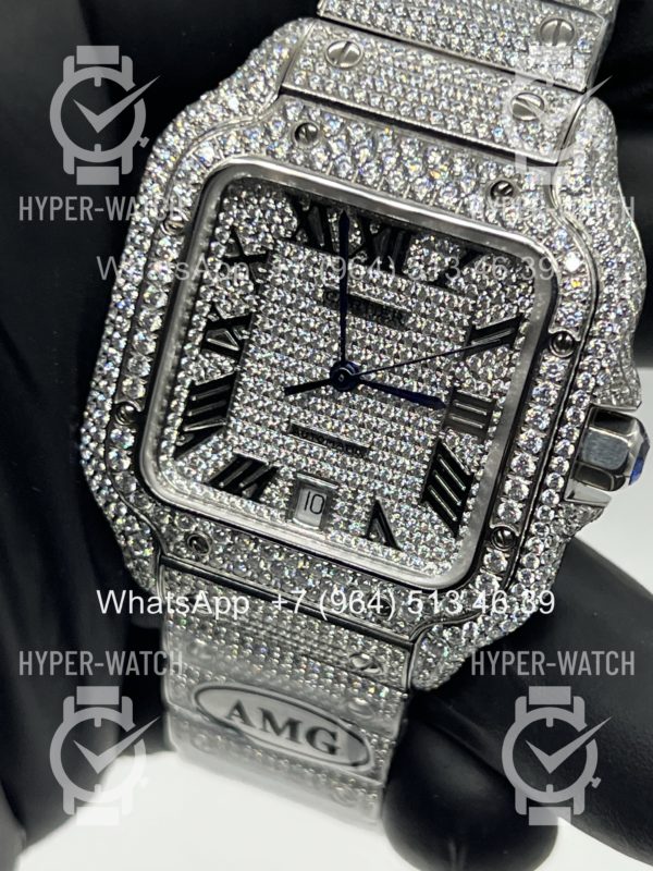 Фото 7 - Cartier Santos de Cartier 40mm Diamond Steel Art 11450